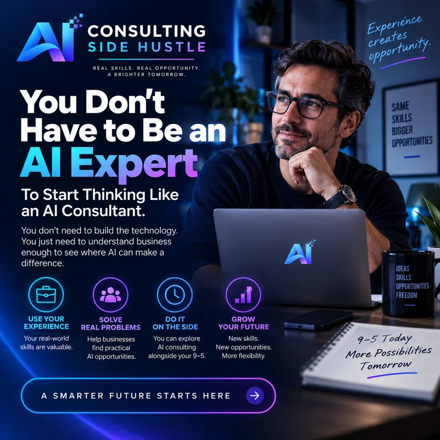 Professional exploring AI consulting alongside a 9 to 5